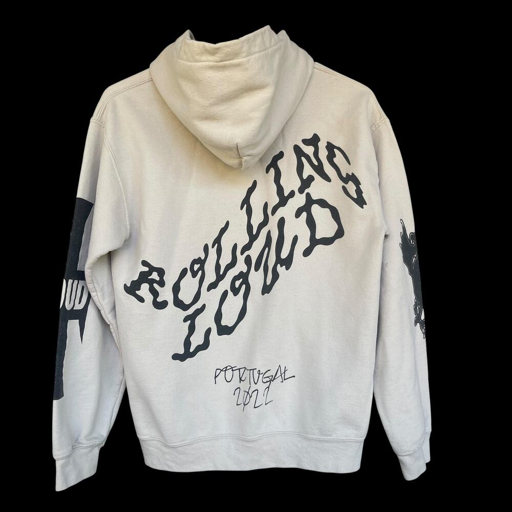 Rolling Loud Hoodie Mens Small Beige Portugal 2022 Festival Graphic Pullover
